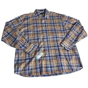 Peter Millar Collection Flex Finish Blue Orange Plaid  Shirt Men's  Size XXL‎